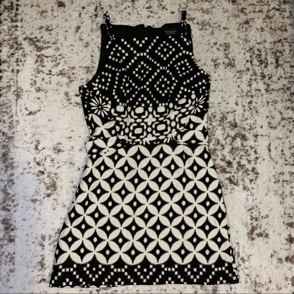 Topshop Black and White Geometric Dress - Picture 1 of 2